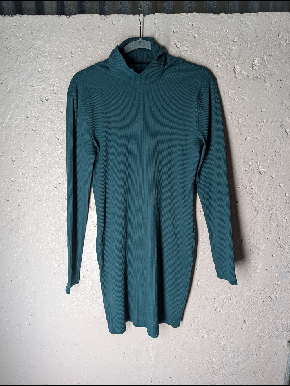 Wild Fable Forest Green Ribbed Turtleneck Sweater Mini Dress